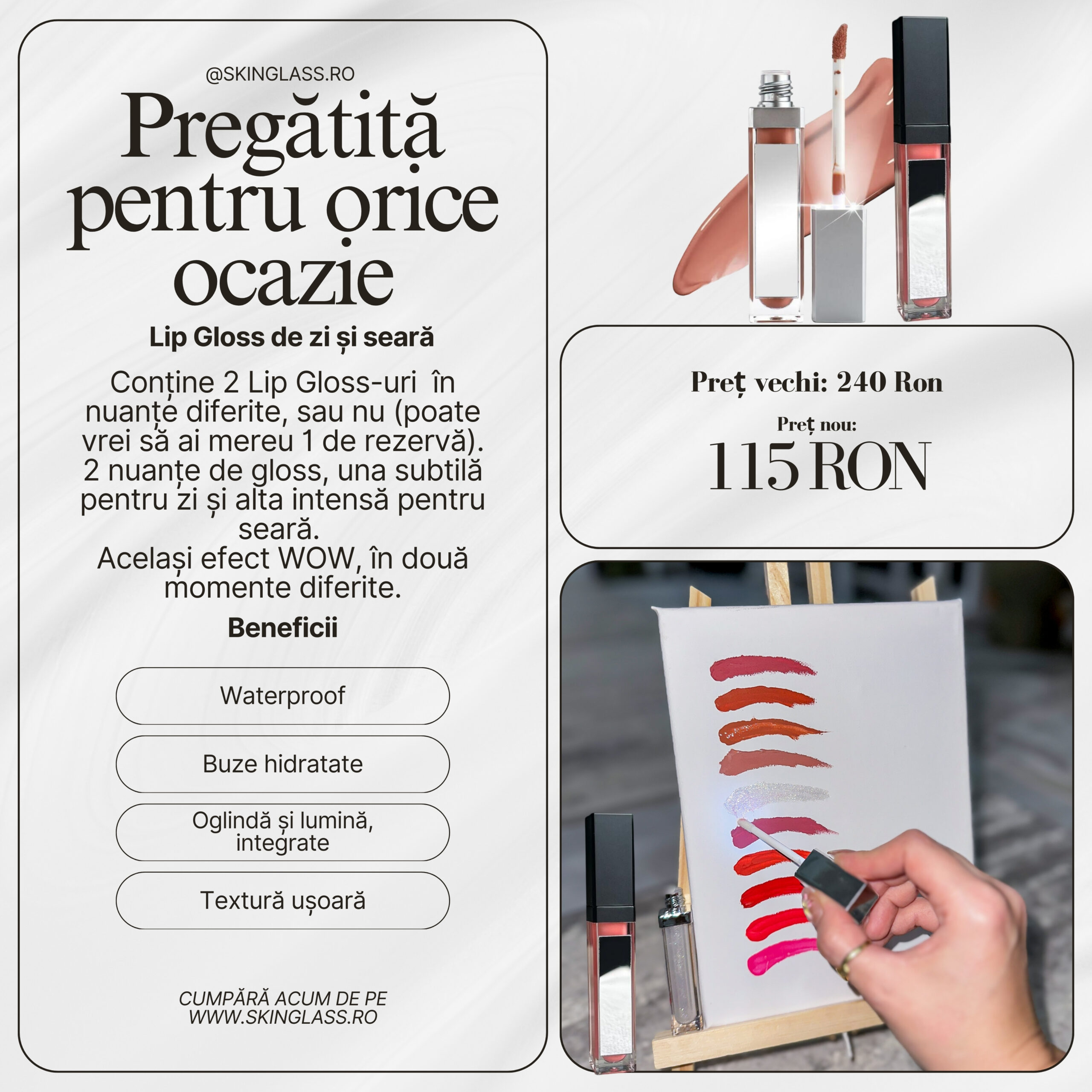 Pregătită pentru orice ocazie (Lip gloss de zi & de seară)